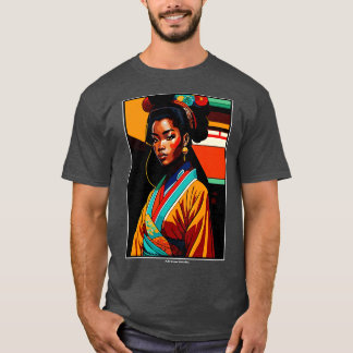 African Geisha i Traditional Japanska Kimono T Shirt
