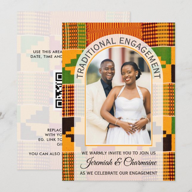 African Ghana Kente TRADITIONAL ENGAGEMENT  Inbjudningar (Fram/baksida)
