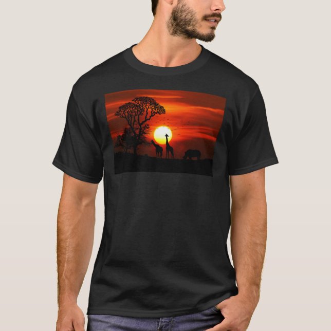 African Giraffe Sunset Classic T-Shirt (Framsida)