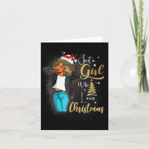 African Girl American Melanin jul Santa Hat Kort