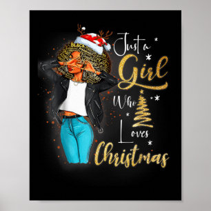 African Girl American Melanin jul Santa Hat Poster