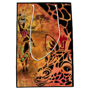 African Girl and Giraffe - Friends - Art Teckning
