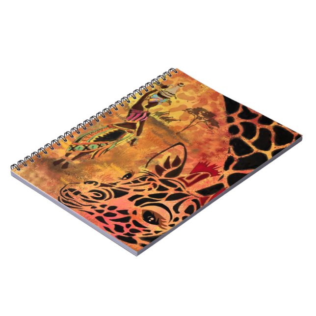 African Girl and Giraffe - Friends - Art Teckning  Anteckningsbok (Vänstra Sidan)