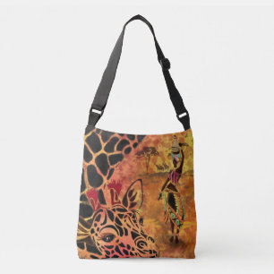 African Girl and Giraffe - Friends - Art Teckning  Axelväska
