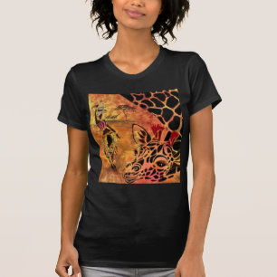 African Girl and Giraffe - Friends - Art Teckning  T Shirt