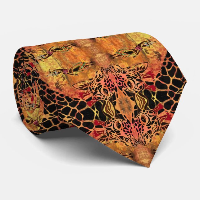 African Girl and Giraffe Friends Neck Tie Painting Slips (Rullad)