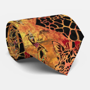 African Girl and Giraffe Friends Neck Tie Slips