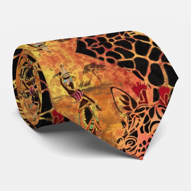 African Girl and Giraffe Friends Neck Tie Slips (Rullad)