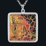 African Girl and Giraffe Necklace Silverpläterat Halsband<br><div class="desc">Necklaces with African Girl and Giraffe - Friends Necklace - Art Teckning - Afrika Animal and People Painting Collection by MIGNED</div>