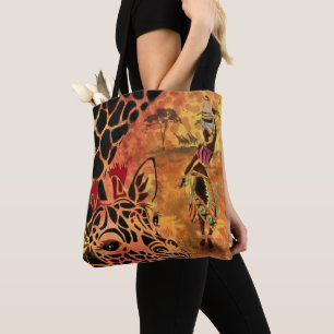 African Girl and Giraffe Tote Bag Tygkasse
