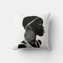African Girl Black and White Artwork