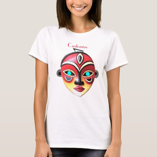 African Girl Face Mask Thunder_Cove  T Shirt (Framsida)
