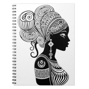African Girl Porträtt Tribal Tattoo Anteckningsbok
