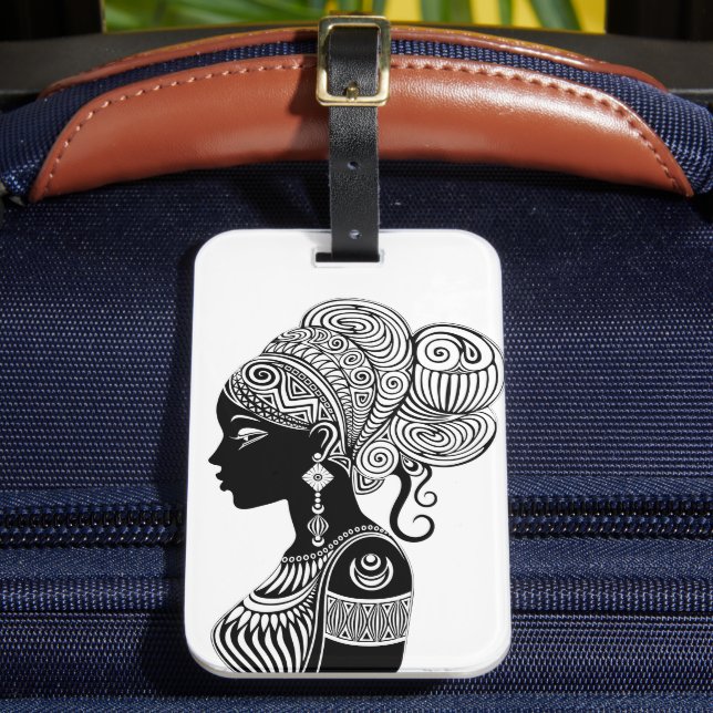 African Girl Porträtt Tribal Tattoo Bagagebricka (Framsida Insitu 2)