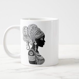 African Girl Porträtt Tribal Tattoo Jumbo Mugg
