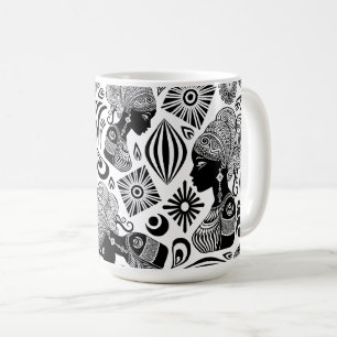 African Girl Porträtt Tribal Tattoo Kaffemugg