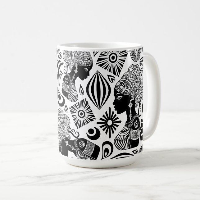 African Girl Porträtt Tribal Tattoo Kaffemugg (Framsida höger)