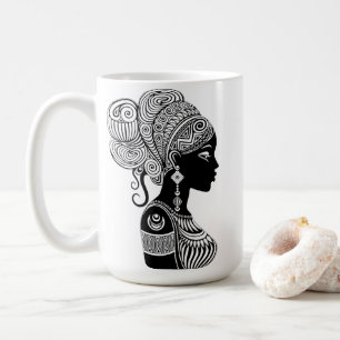 African Girl Porträtt Tribal Tattoo Kaffemugg