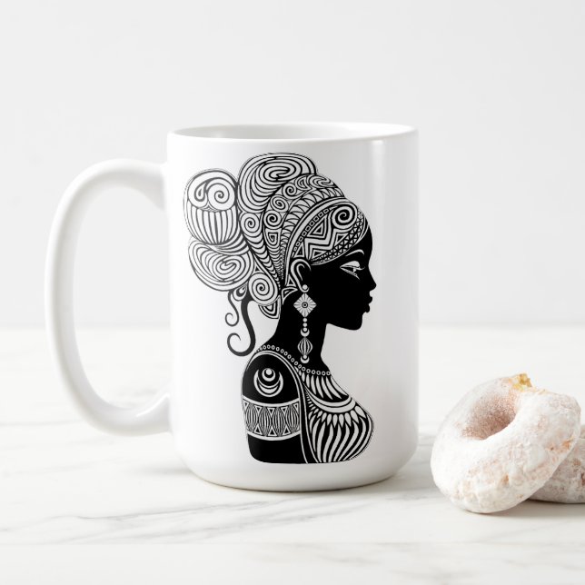 African Girl Porträtt Tribal Tattoo Kaffemugg (Med munk)
