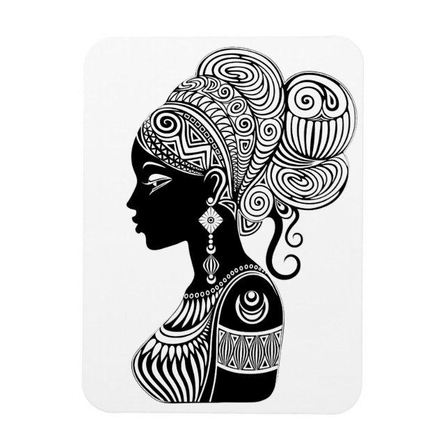 African Girl Porträtt Tribal Tattoo Magnet (Vertikal)