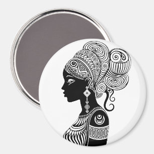 African Girl Porträtt Tribal Tattoo Magnet