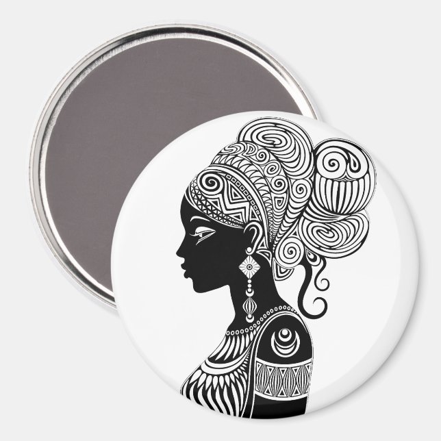 African Girl Porträtt Tribal Tattoo Magnet (Front/Back)