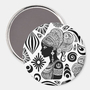 African Girl Porträtt Tribal Tattoo Magnet