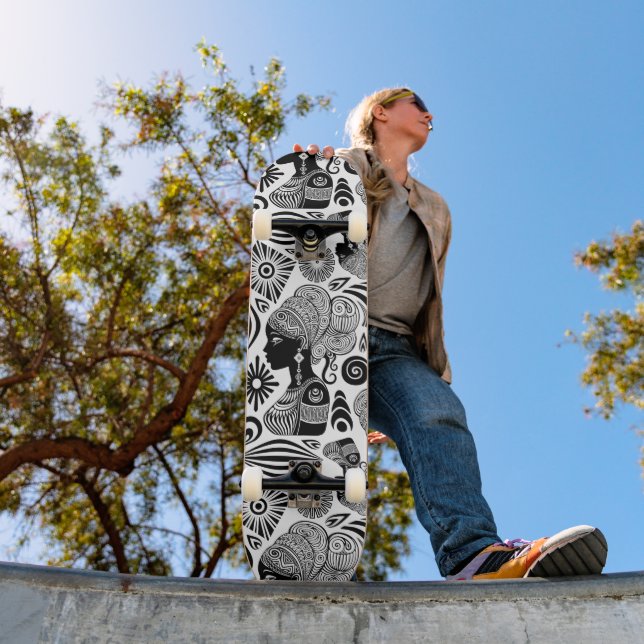 African Girl Porträtt Tribal Tattoo Mini Skateboard Bräda 18,5 Cm (Utomhus 1)