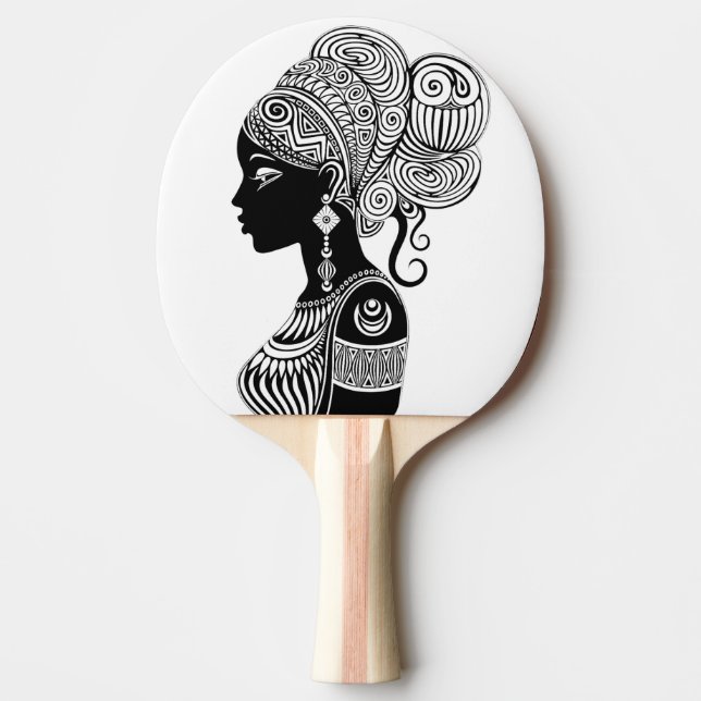African Girl Porträtt Tribal Tattoo Pingisracket (Framsidan)