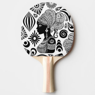 African Girl Porträtt Tribal Tattoo Pingisracket