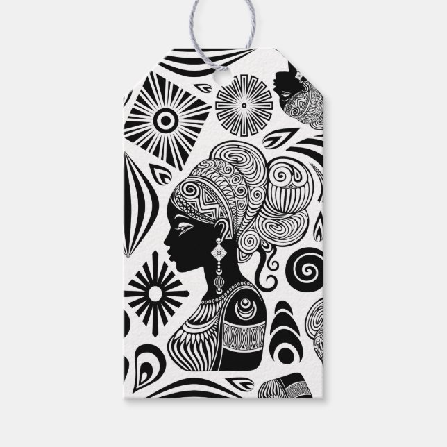 African Girl Porträtt Tribal Tattoo Presentetikett (Framsidan)