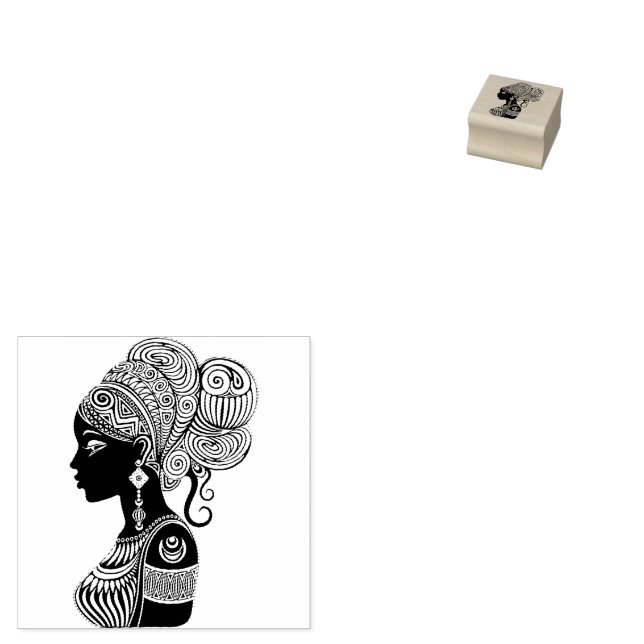 African Girl Porträtt Tribal Tattoo Stämpel (Stämplad)