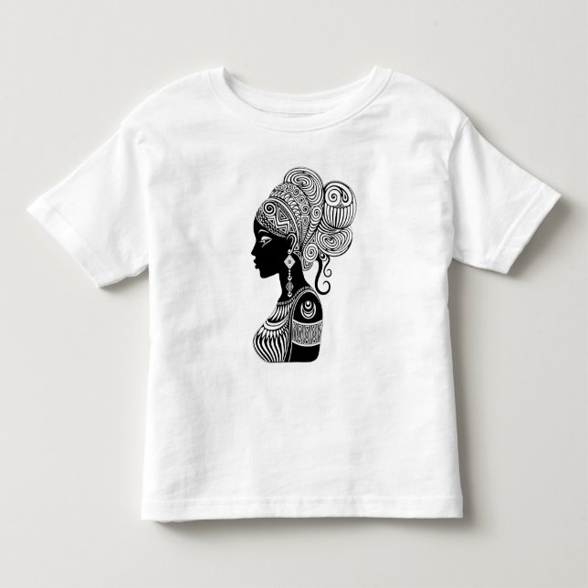 African Girl Porträtt Tribal Tattoo T Shirt (Framsida)