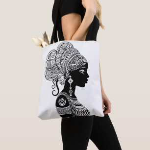 African Girl Porträtt Tribal Tattoo Tygkasse