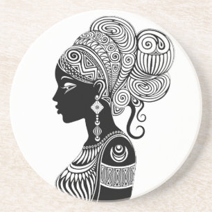African Girl Porträtt Tribal Tattoo Underlägg