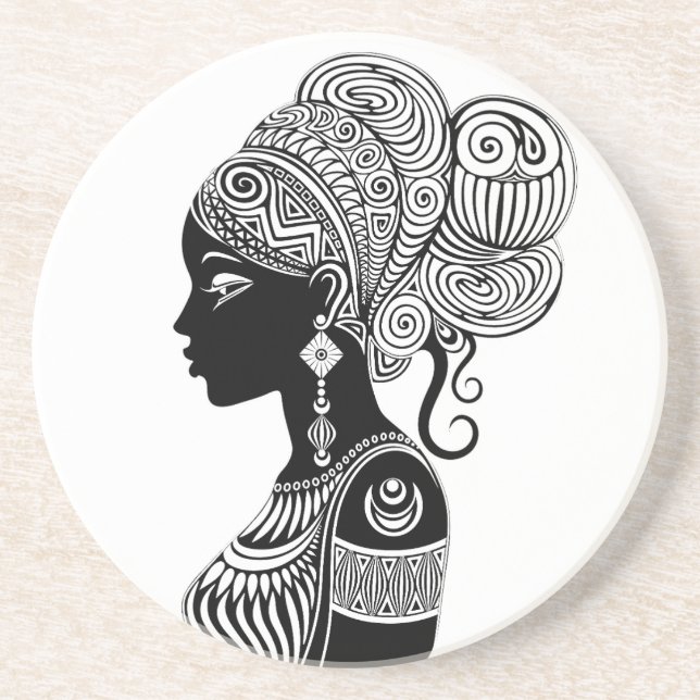 African Girl Porträtt Tribal Tattoo Underlägg (Framsidan)