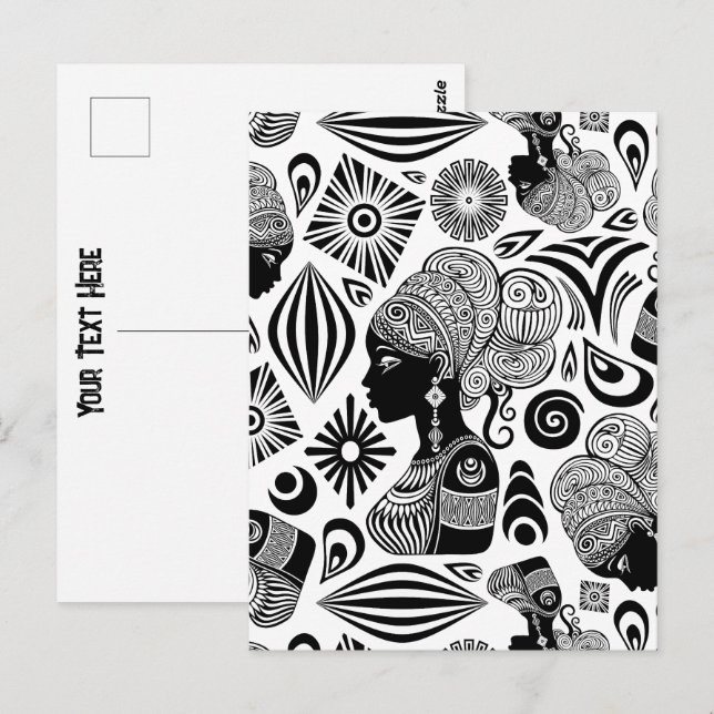 African Girl Porträtt Tribal Tattoo Vykort (Fram/baksida)