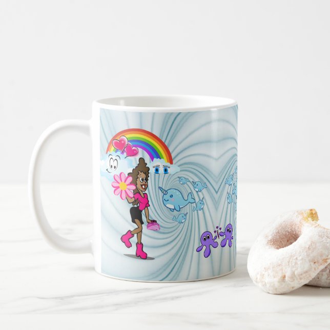 African Girl Rainbow Narwhal Mugg (Med munk)