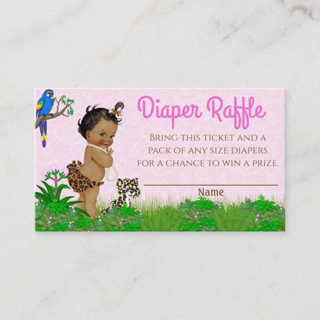 African Girl Safari Baby Shower Raffle Visitkort (Framsida)