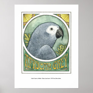 African Grått Nouveau Poster
