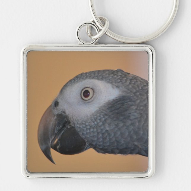 African Grått Parrot Nyckelring (Framsidan)