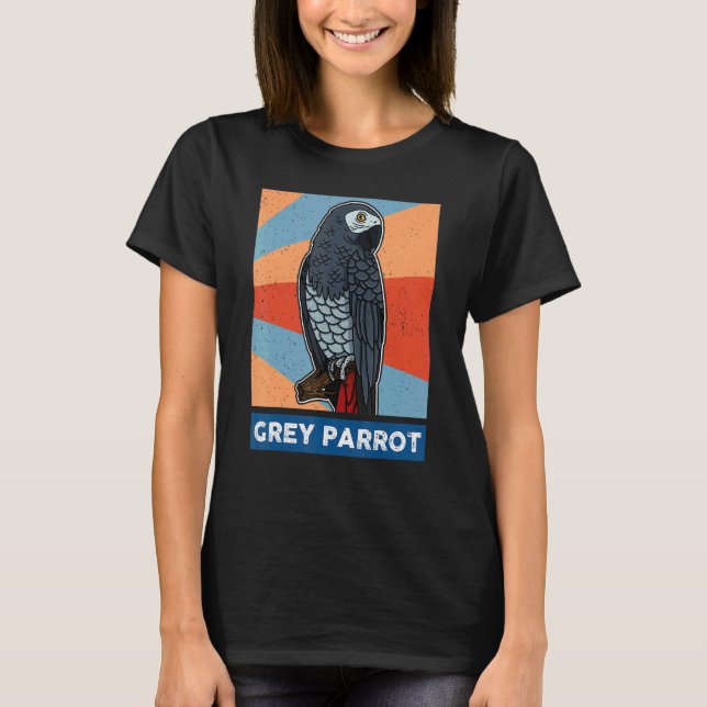 African Grått Parrots Biolog Ornitholog Birdw T Shirt (Framsida)