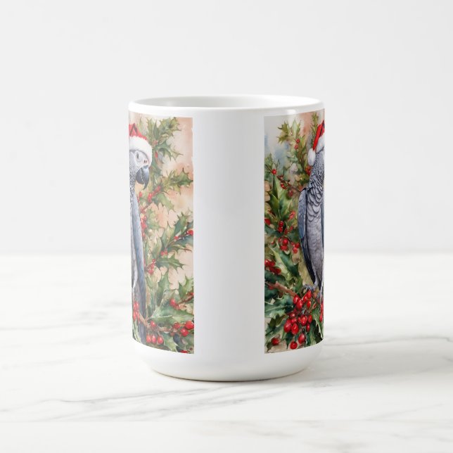 African Grey Parrot Christmas Mug Kaffemugg (Center)