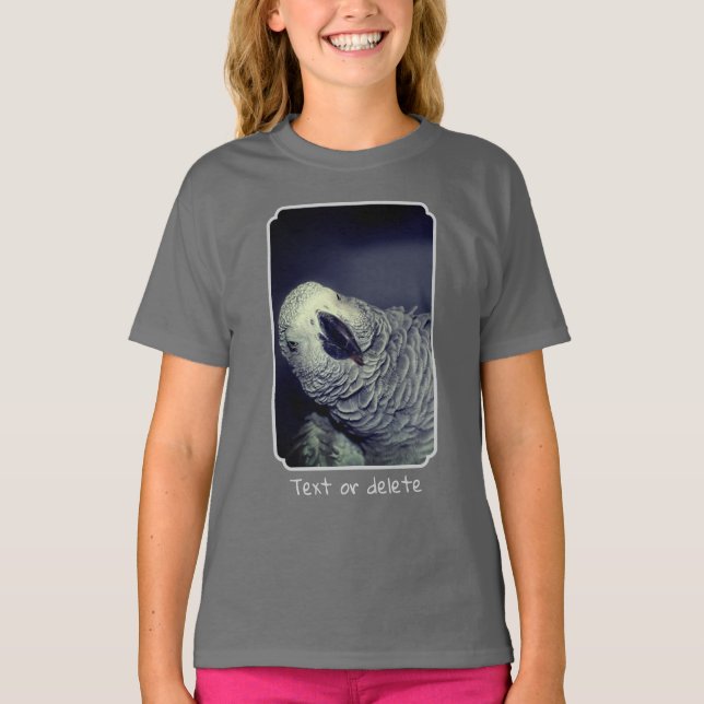 African Grey Parrot Cute Bird Personalized T Shirt (Framsida)