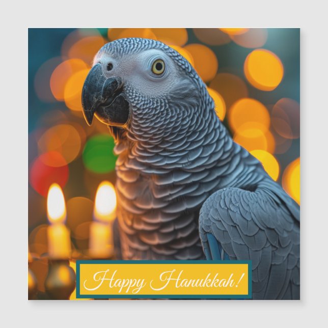 African Grey Parrot Hanukkah Card  (Framsida)