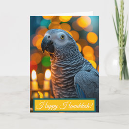 African Grey Parrot Hanukkah Card Kort