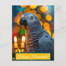 African Grey Parrot Hanukkah Card Vykort