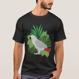 African Grey Parrot with leaves  T Shirt