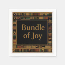 African Guld Kente Baby Shower Napkin