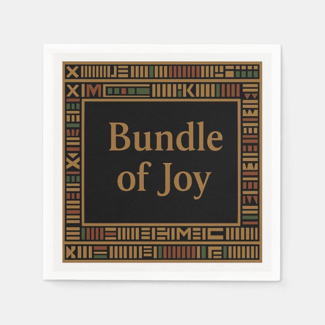 African Guld Kente Baby Shower Napkin Pappersservett (Framsidan)